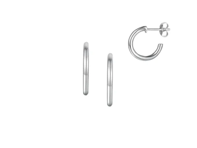 Sterling Silver Plain Round Hoop Earrings