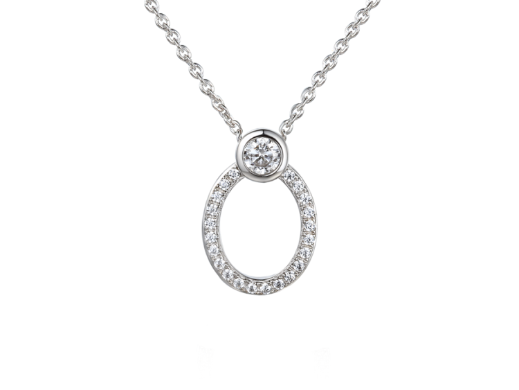 9ct Diamond Oval Pendant