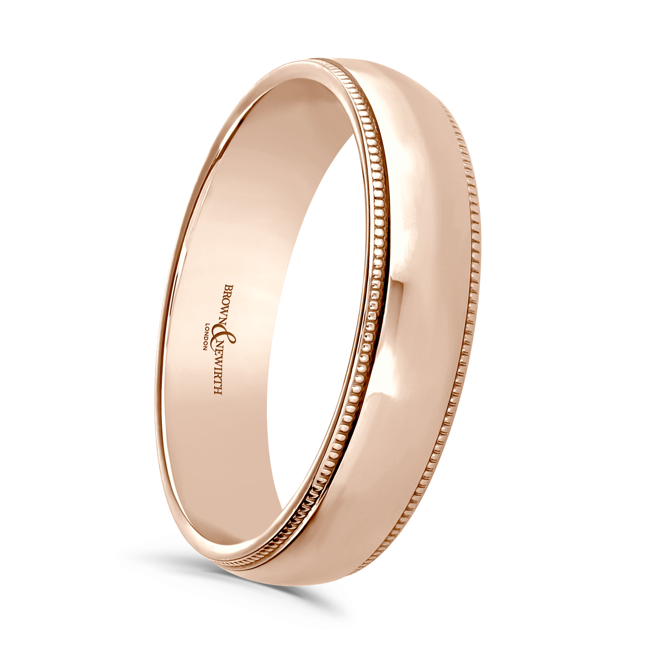 Brown and Newirth Grain Rose Gold Court Wedding Ring : XNMG-6