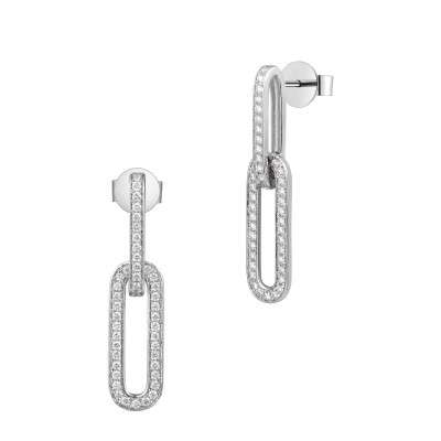 18ct White Gold Diamond Link Earrings