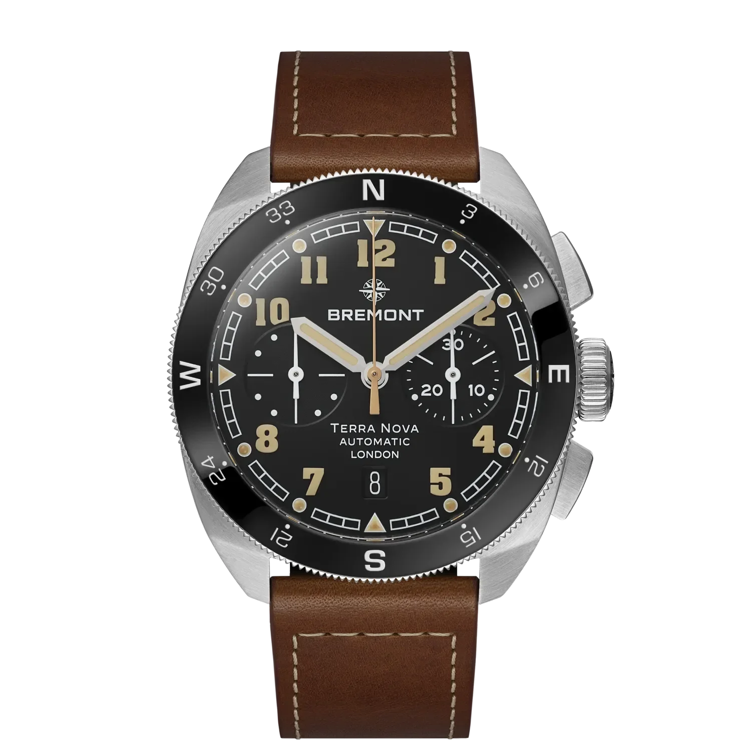 Bremont Terra Nova 42.5 Chronograph, Black Dial, Leather Strap