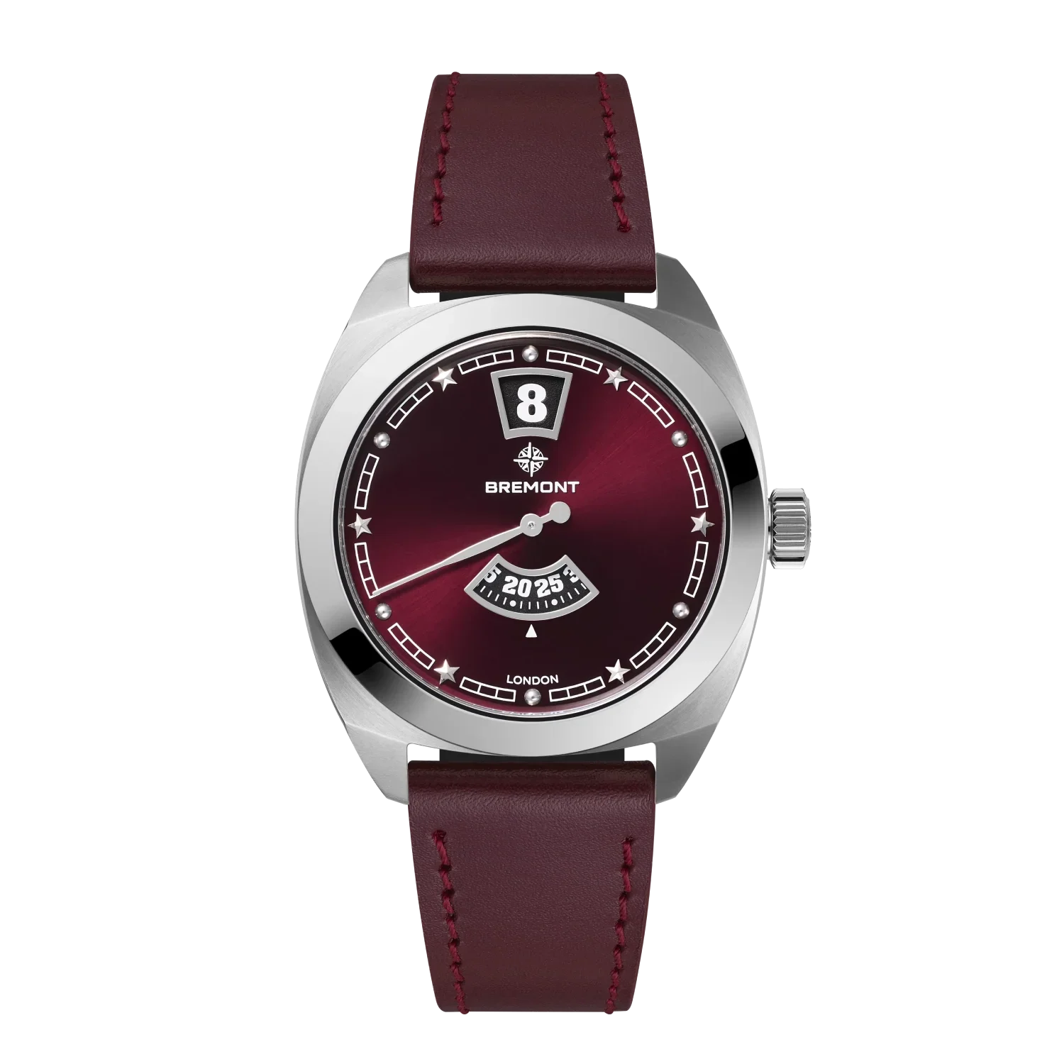 Bremont Terra Nova 35mm Jumping Hour Burgundy Leather Strap