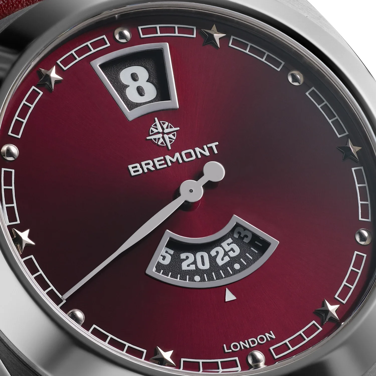 Bremont Terra Nova 35mm Jumping Hour Burgundy Leather Strap