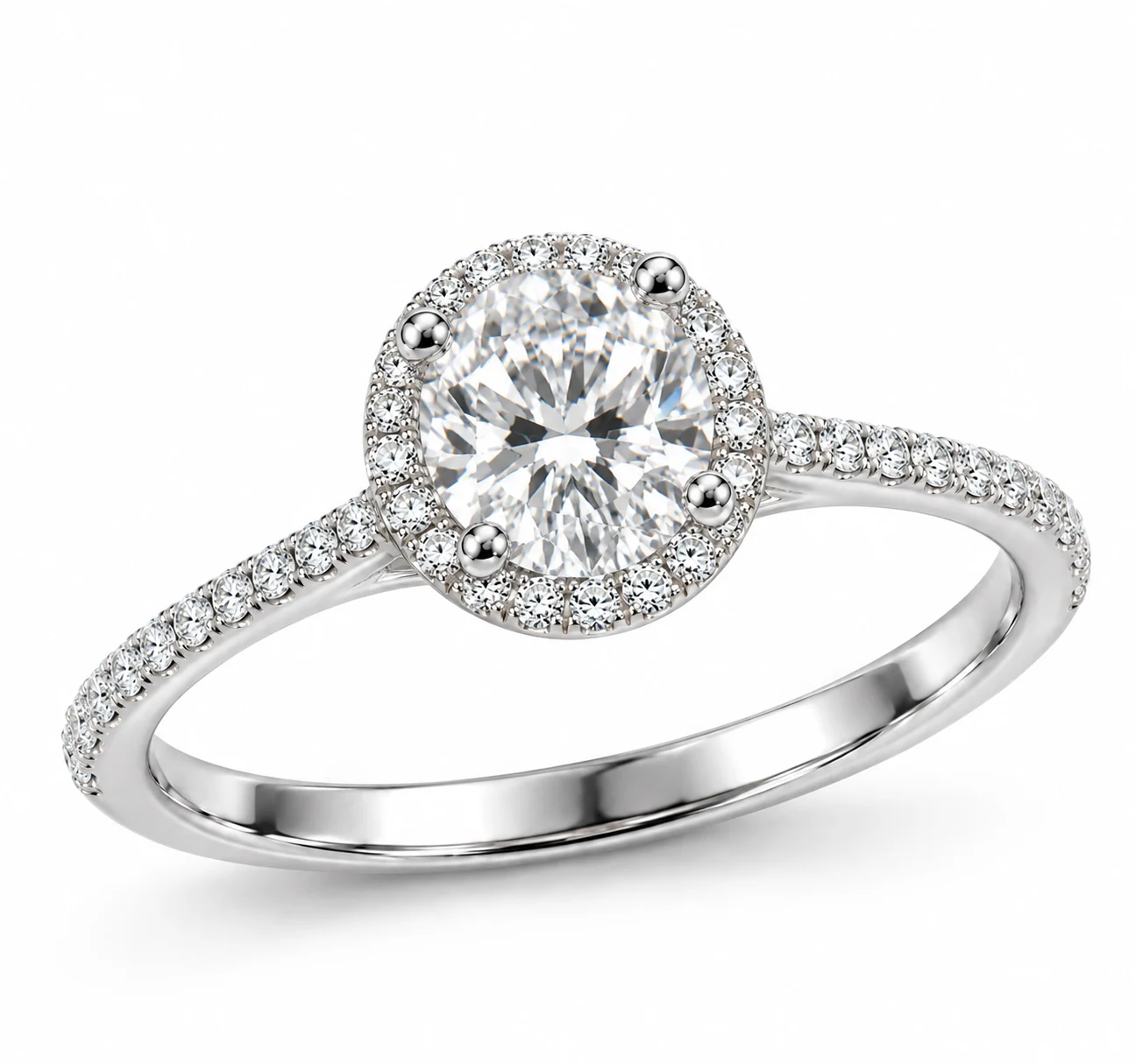 Platinum Diamond (Lab Grown) Halo Engagement Ring