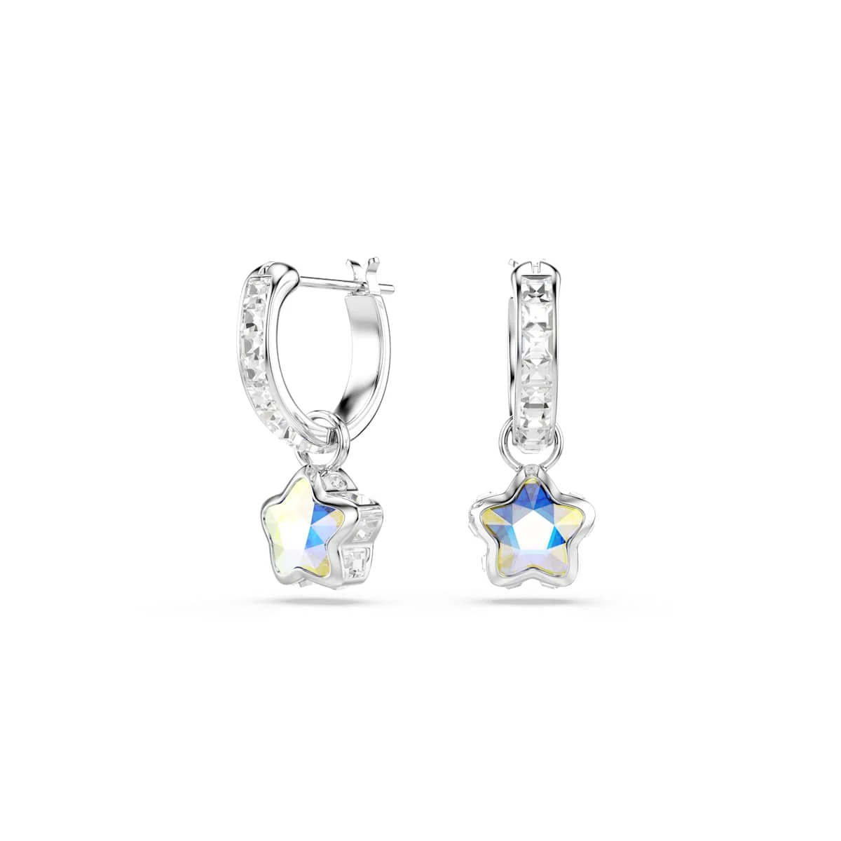 Swarovski Chroma drop earrings Mixed cuts Star White Rhodium plated