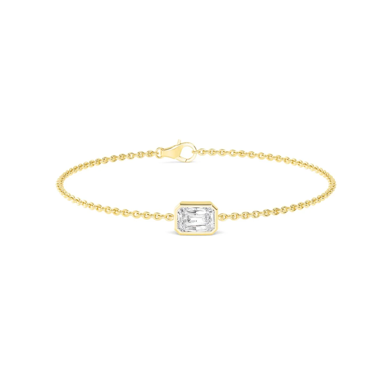 18ct Gold Emerald-Cut Bezel Bracelet