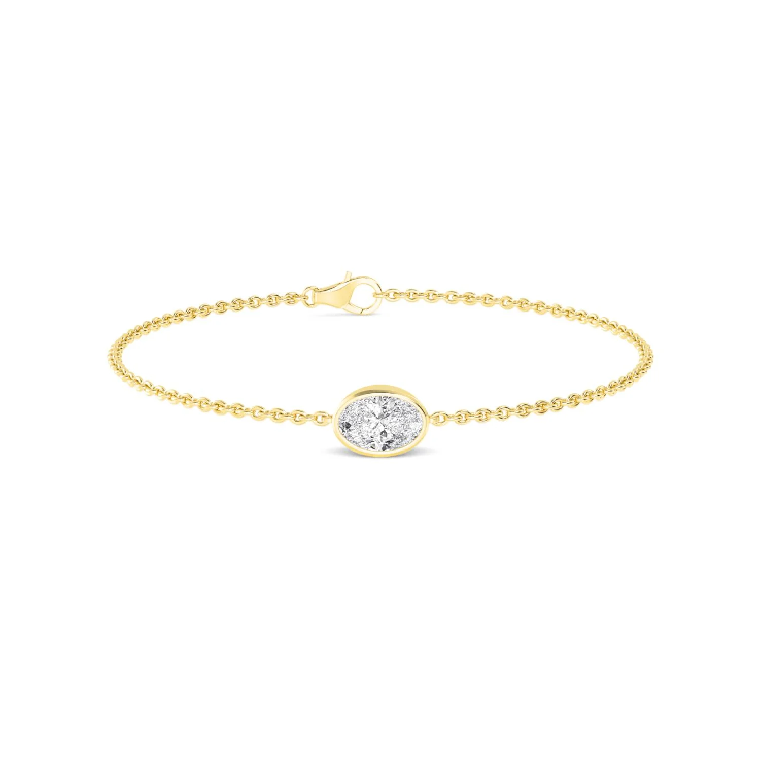 18ct Gold Oval Bezel Bracelet
