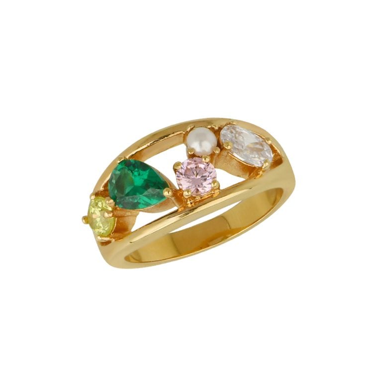 Amelia Scott Sofia Cluster Ring, Flamingo & Gold