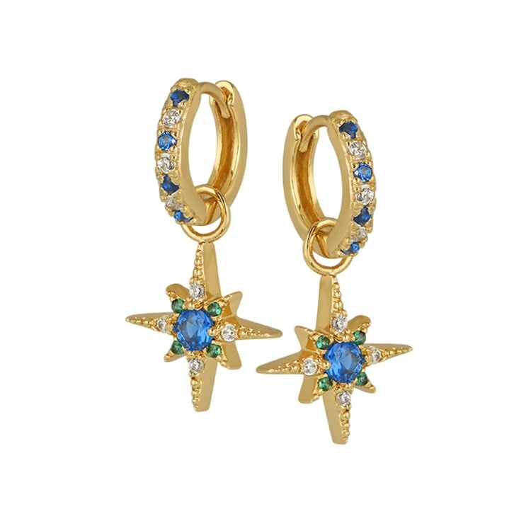 Amelia Scott Nova North Star Hoop Earrings Sapphire Blue & Gold