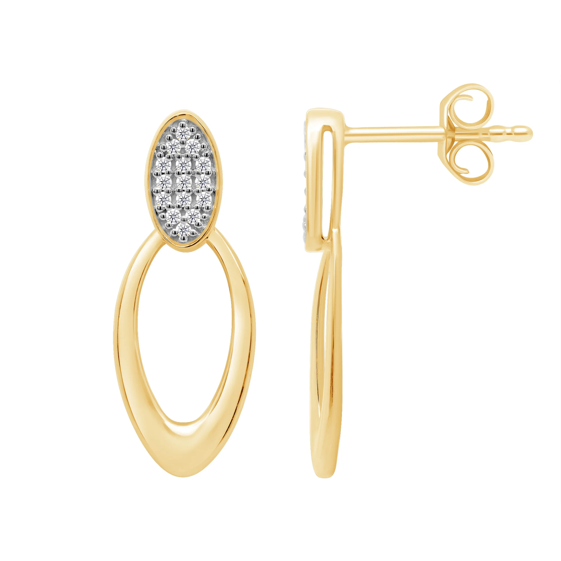 9ct Yellow Gold Diamond Drop Earrings