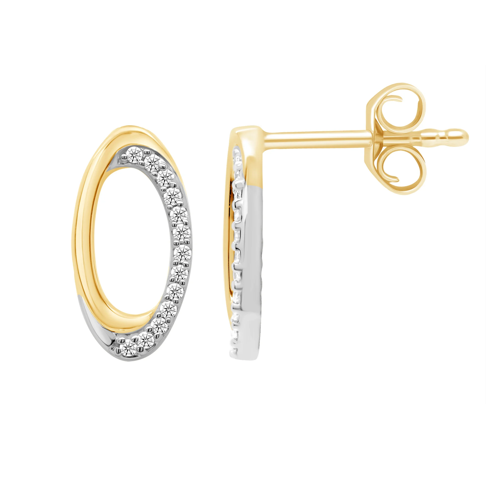 9ct Yellow Gold Oval Diamond Earrings