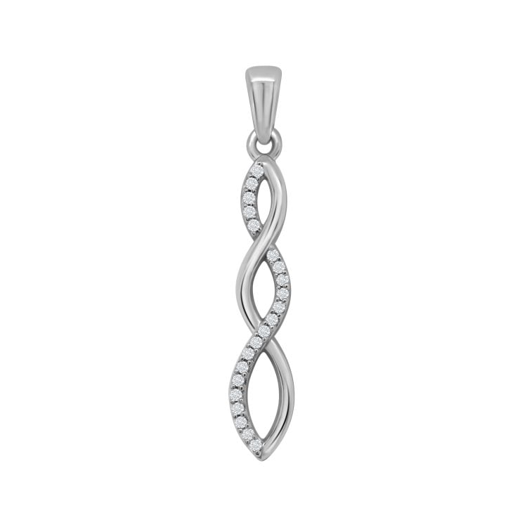 9ct White Gold Diamond Twist Pendant and Chain