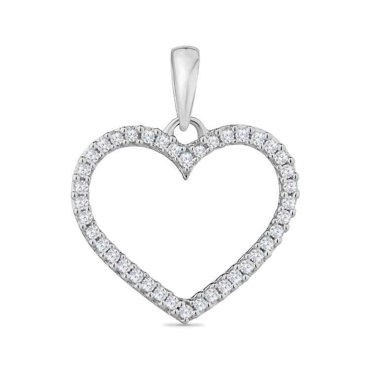 9ct White Gold Diamond Heart Pendant and Chain