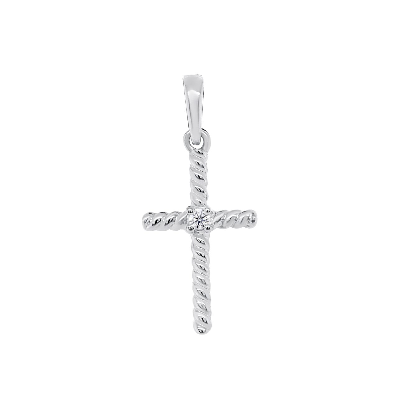 9ct White Gold Diamond Cross Pendant