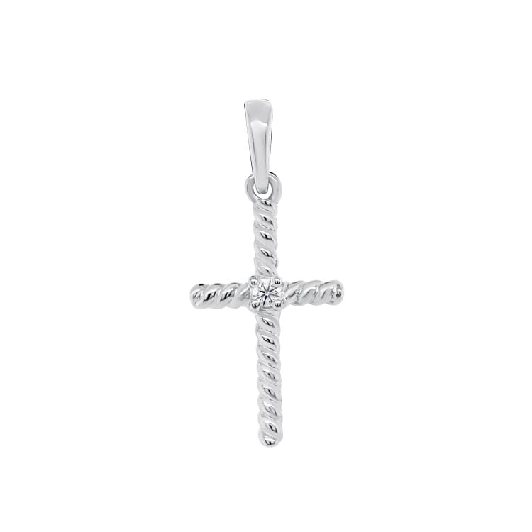 9ct White Gold Diamond Cross Pendant