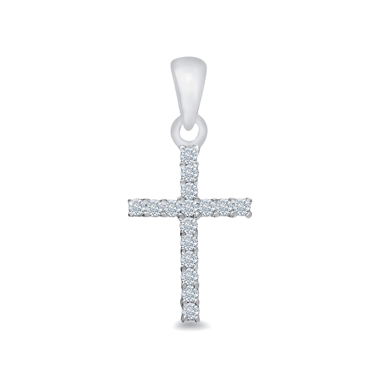 9ct White Gold Diamond Cross Pendant : 0201197