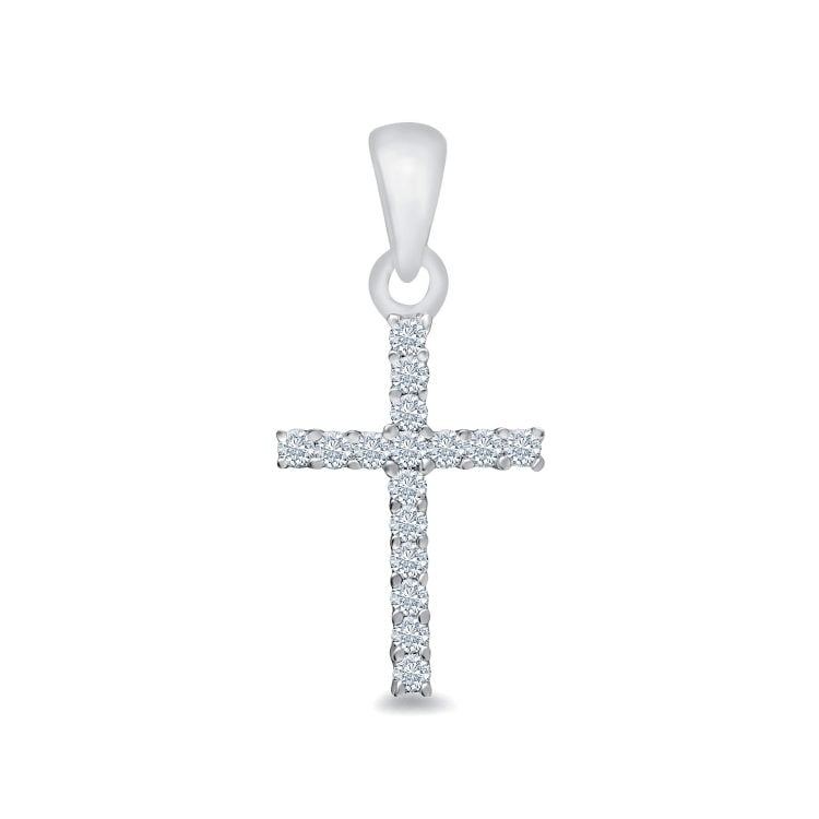 9ct White Gold Diamond Cross Pendant