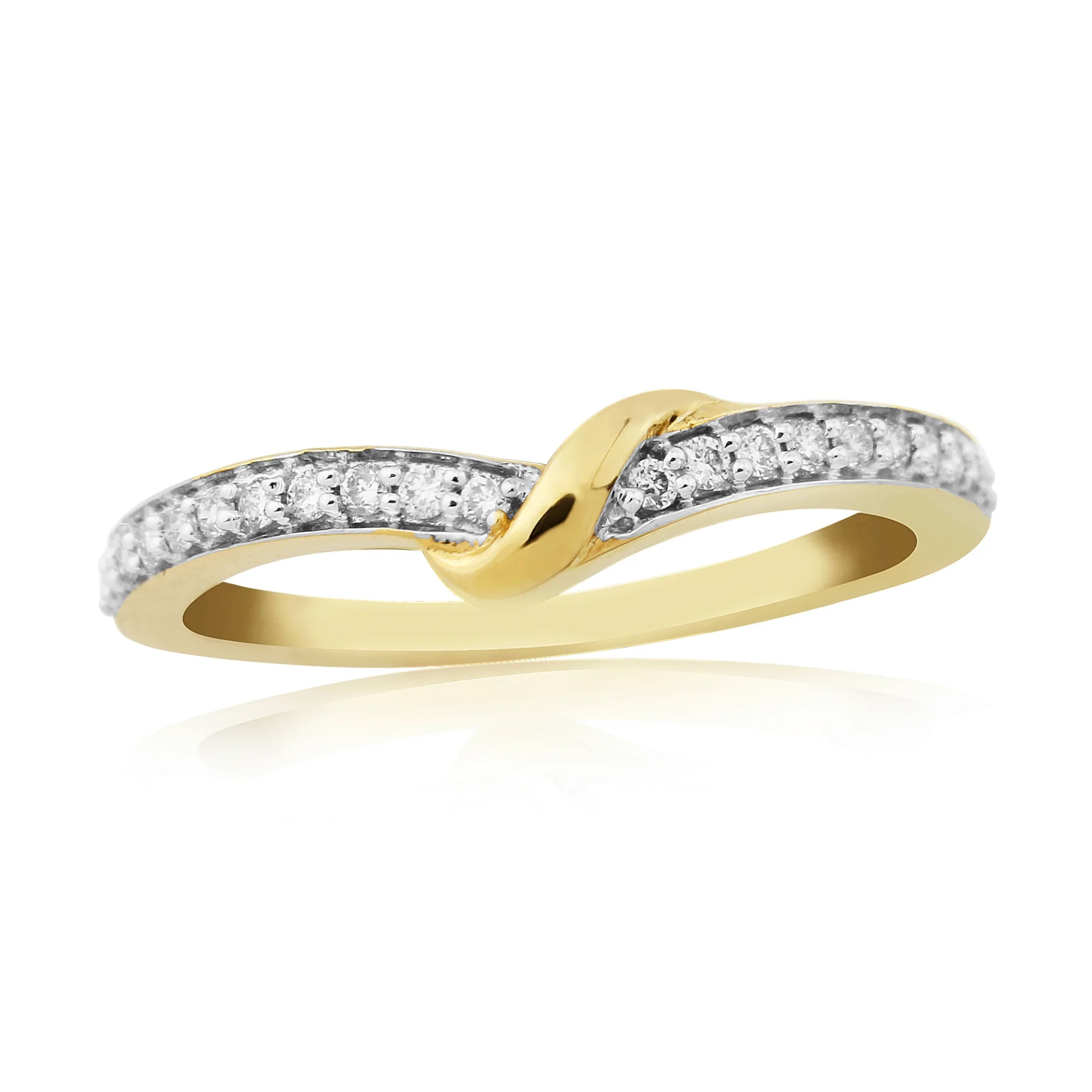9ct Yellow Gold Diamond Wishbone Ring