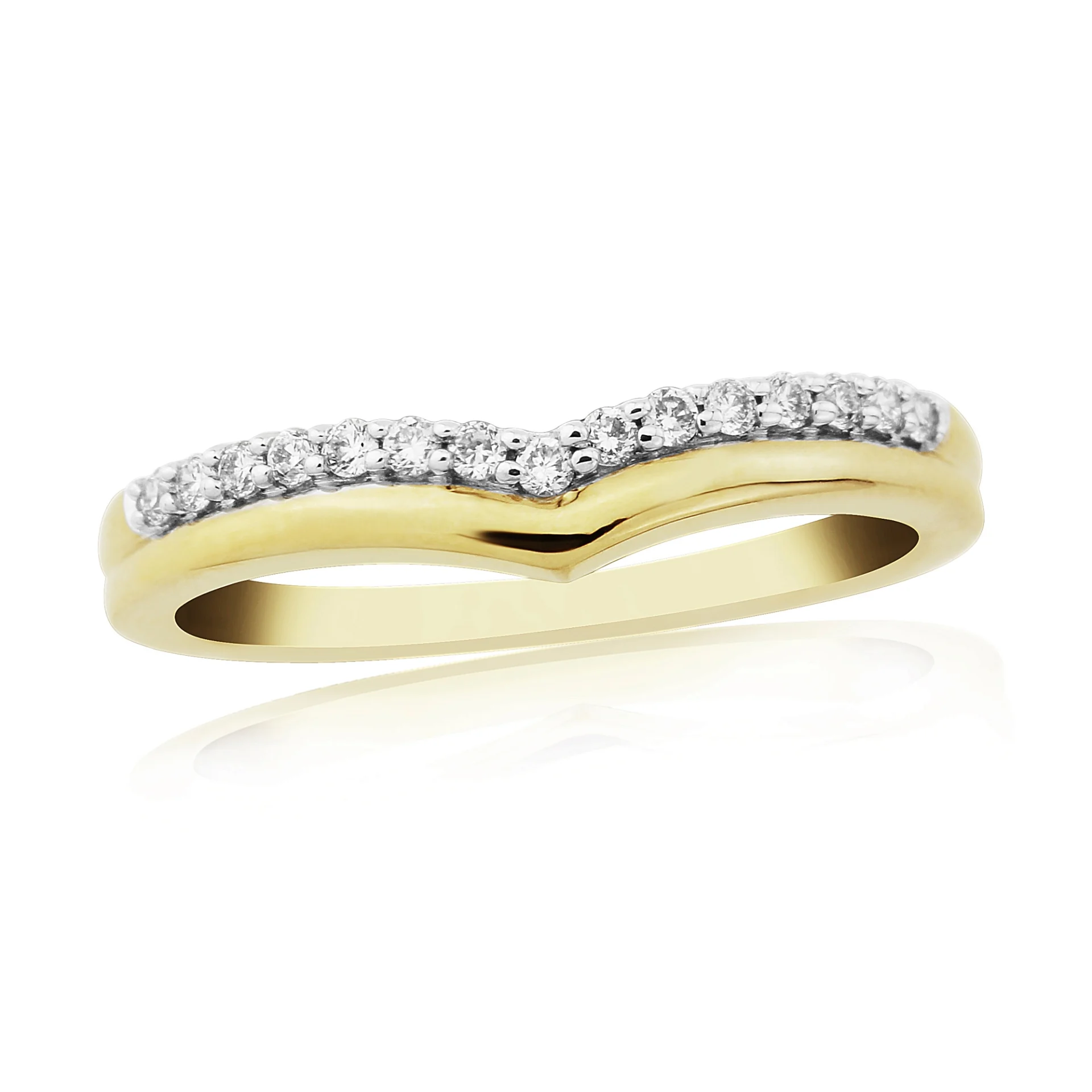 9ct Yellow Gold Diamond Wishbone Ring