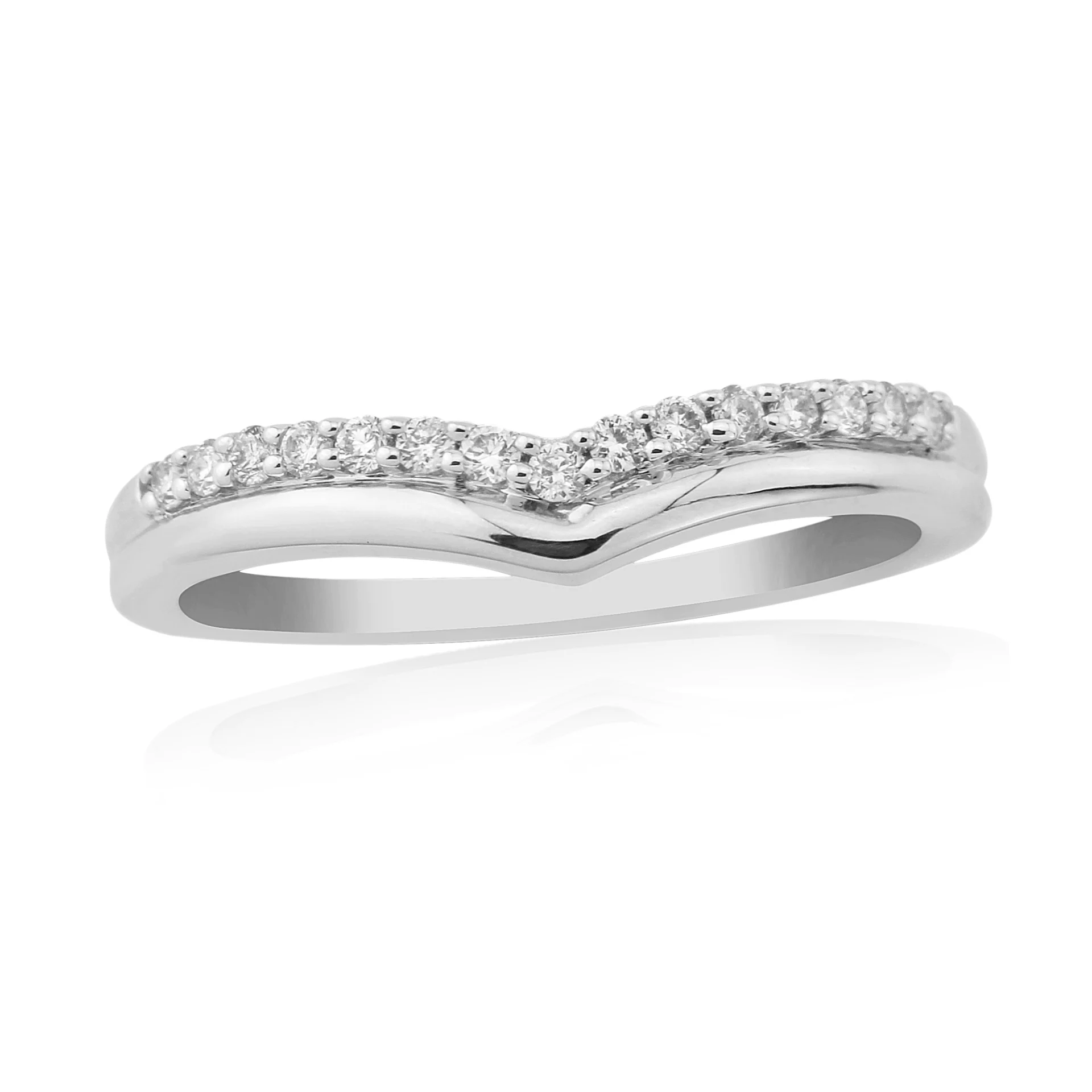 9ct White Gold Diamond Wishbone Ring