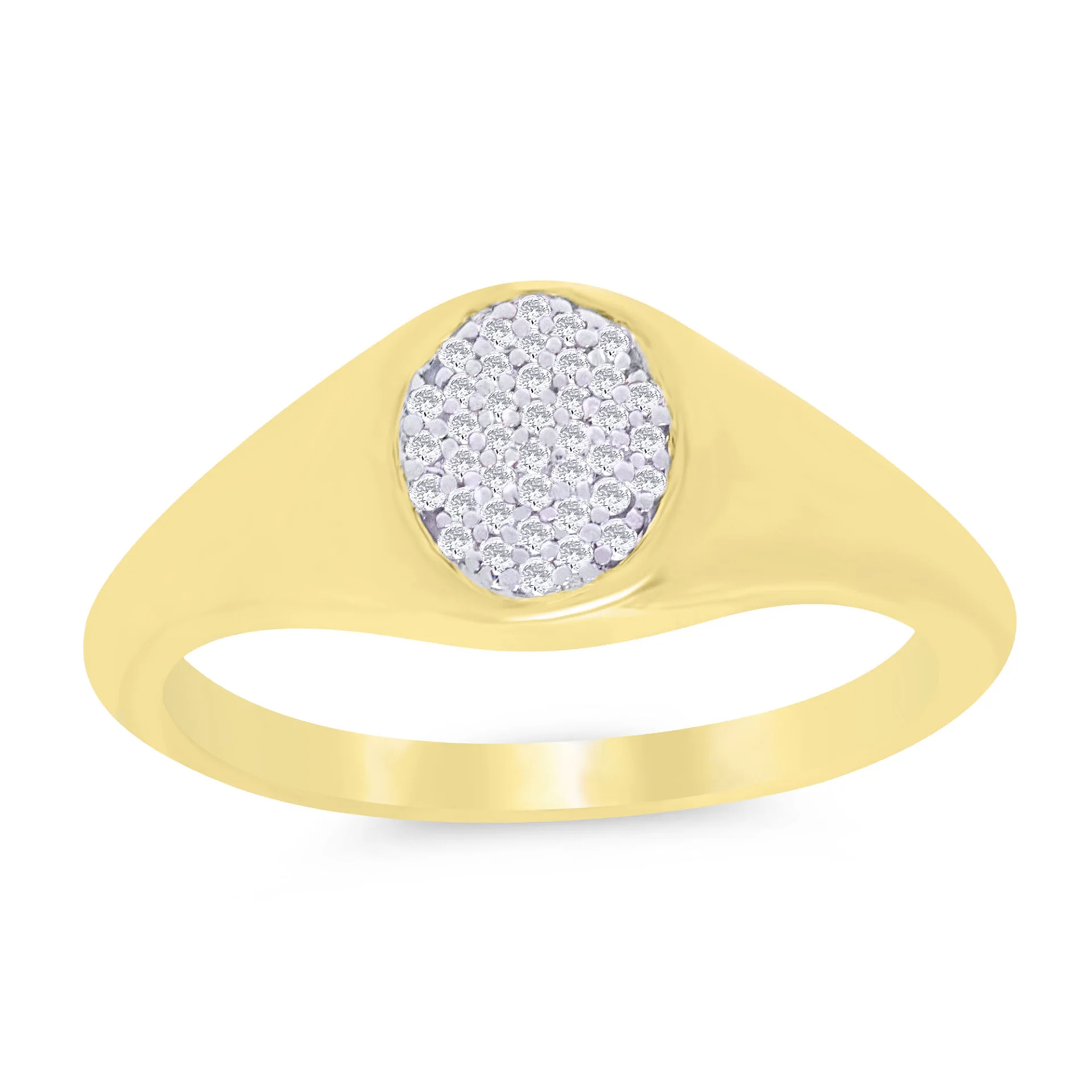 9ct Yellow Gold Oval Diamond Signet Ring