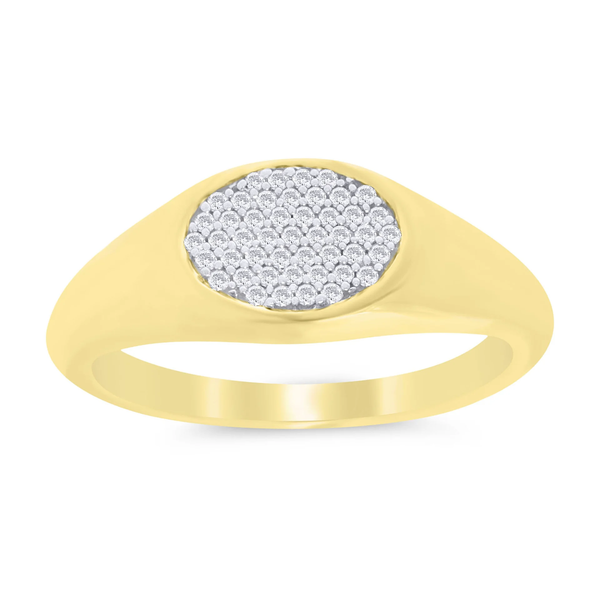 9ct Yellow Gold Oval Diamond Signet Ring