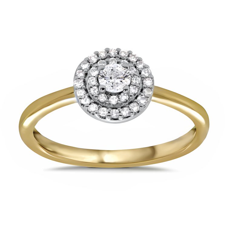 9ct Gold Diamond Double Halo Ring