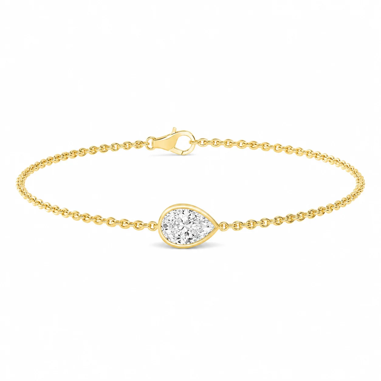 18ct Gold Pear-Cut Bezel Bracelet