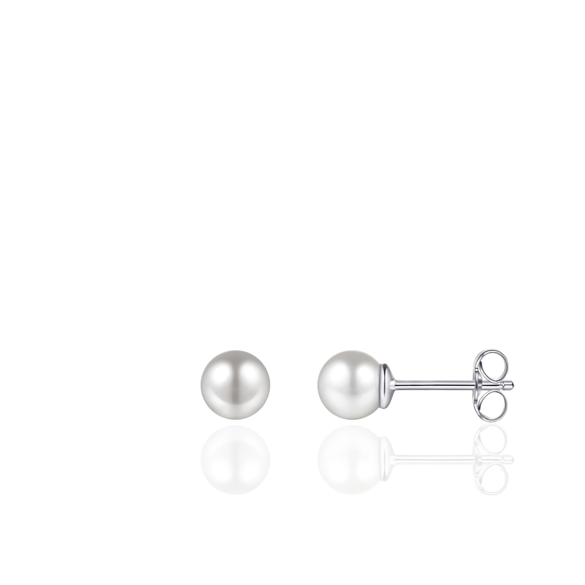 Gisser Silver Pearl Ear Studs 6mm