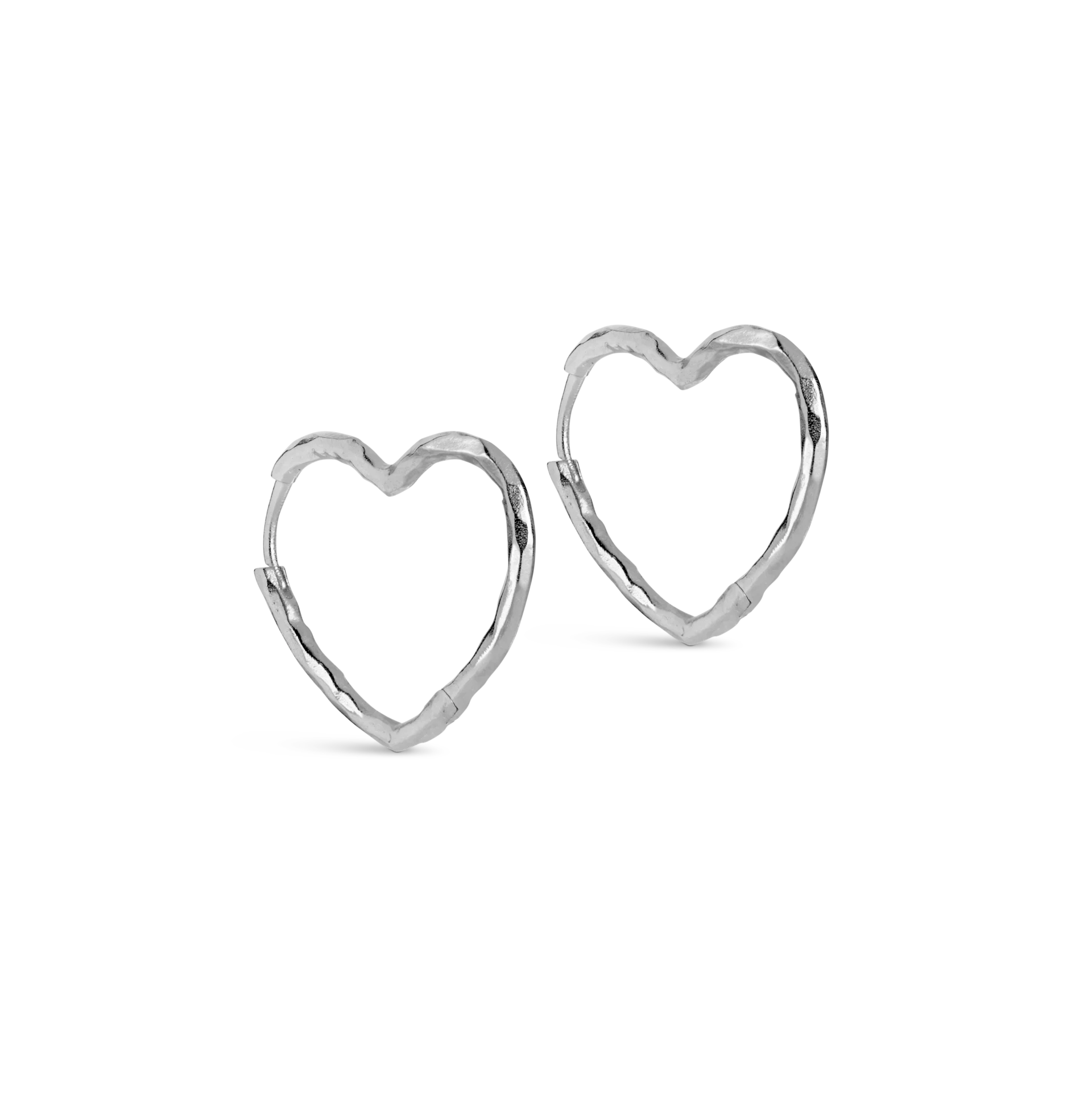 Enamel Copenhagen Organic Heart Medium Hoops, Sterling Silver