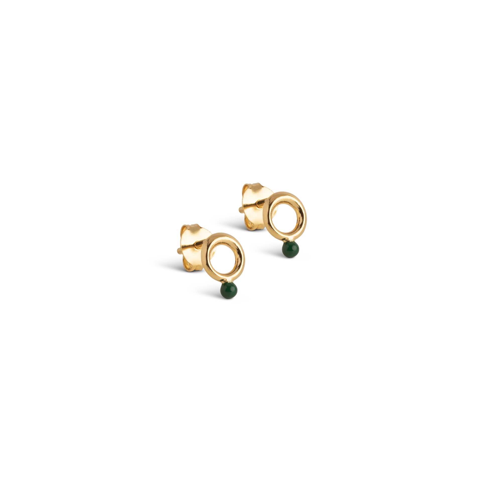 Enamel Copenhagen Dotta Studs, Petrol Green, Gold Plated