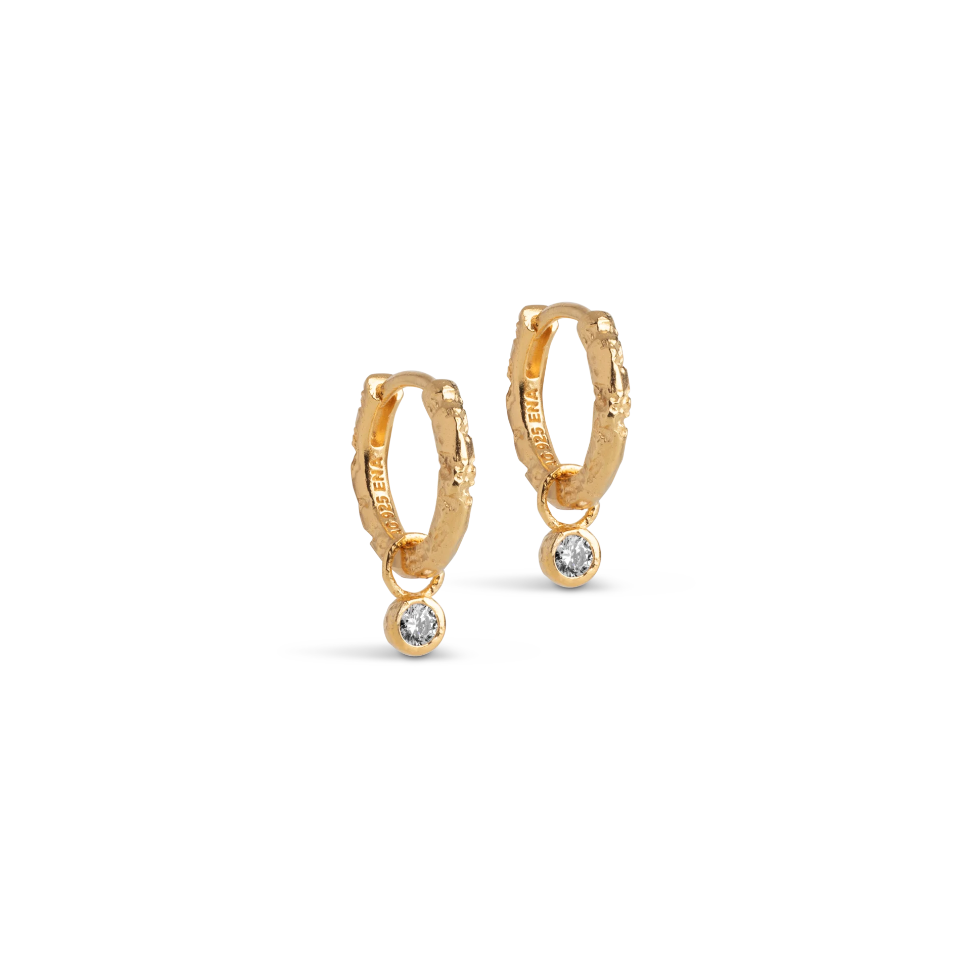 Enamel Copenhagen Belle CZ Hoops, Gold Plated