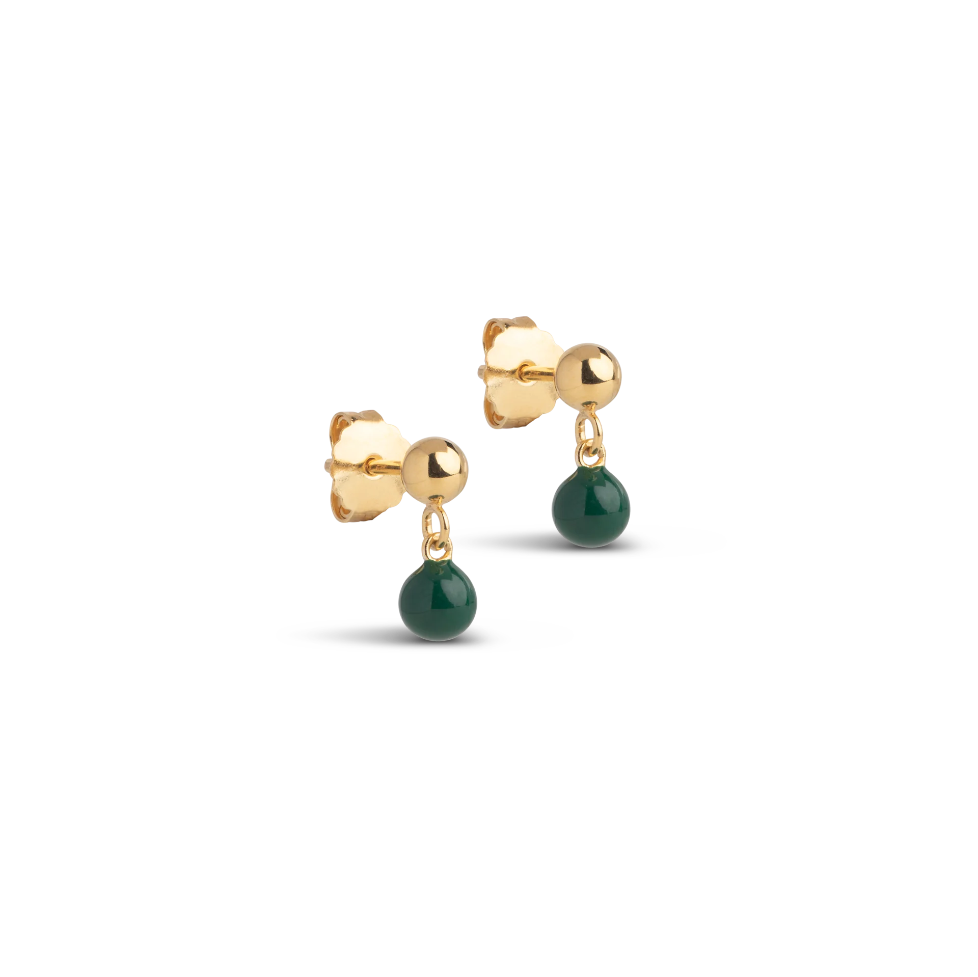 Enamel Copenhagen Mina Studs, Petrol Green, Gold Plated