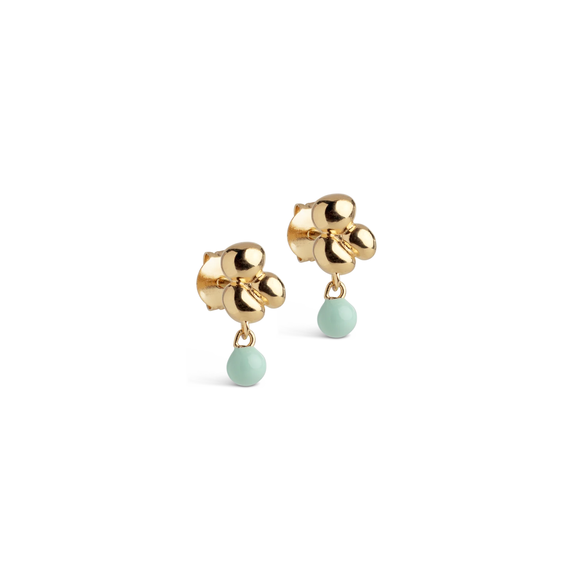 Enamel Copenhagen Nara Ball Earrings, Mint, Gold Plated