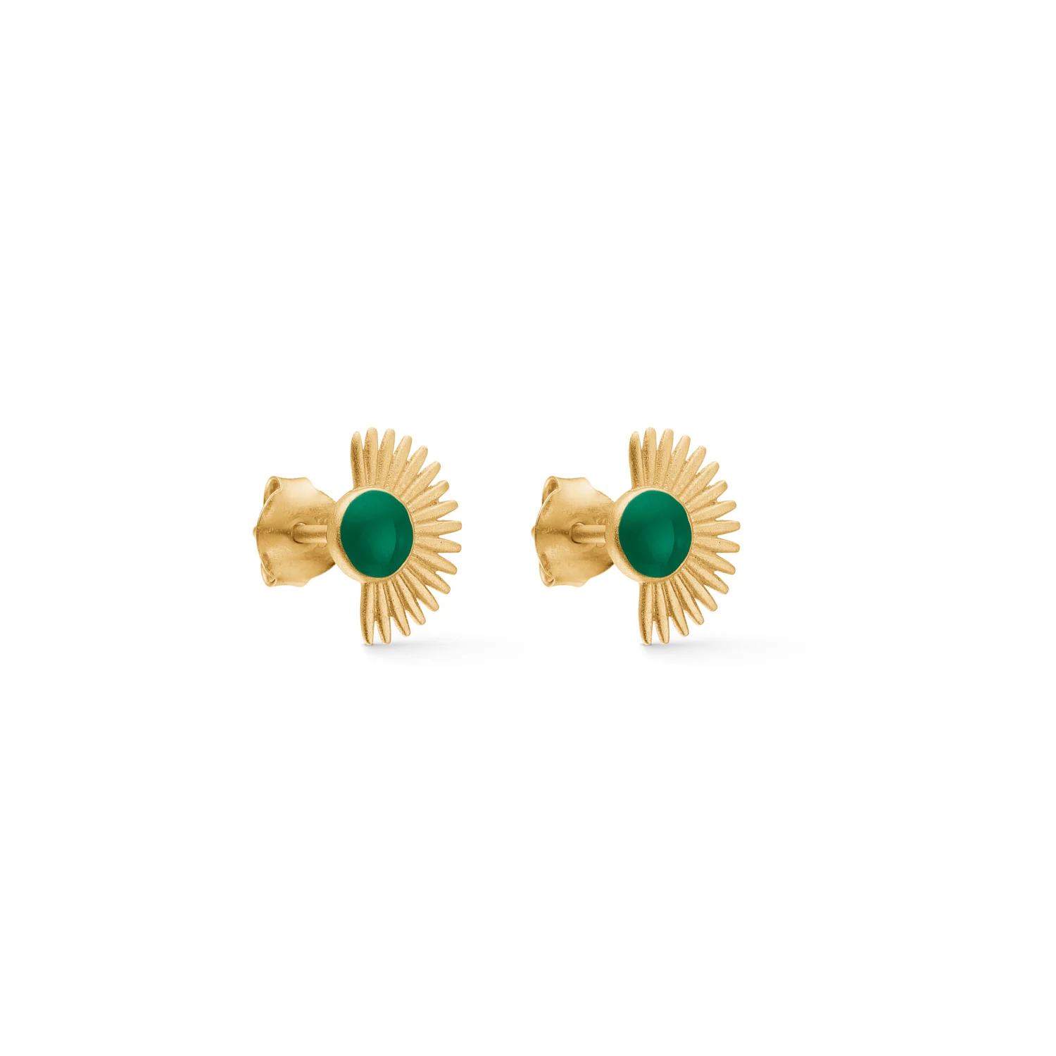 Enamel Copenhagen Soleil Studs, Petrol Green, Gold Plated