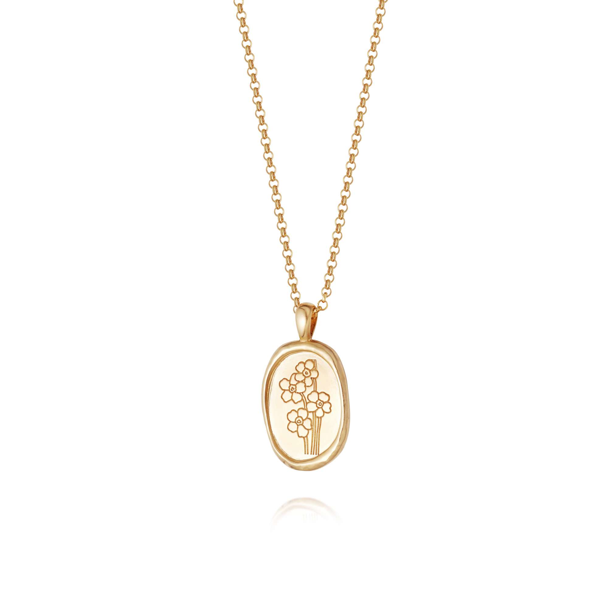 Daisy Forget Me Not Necklace, Gold 