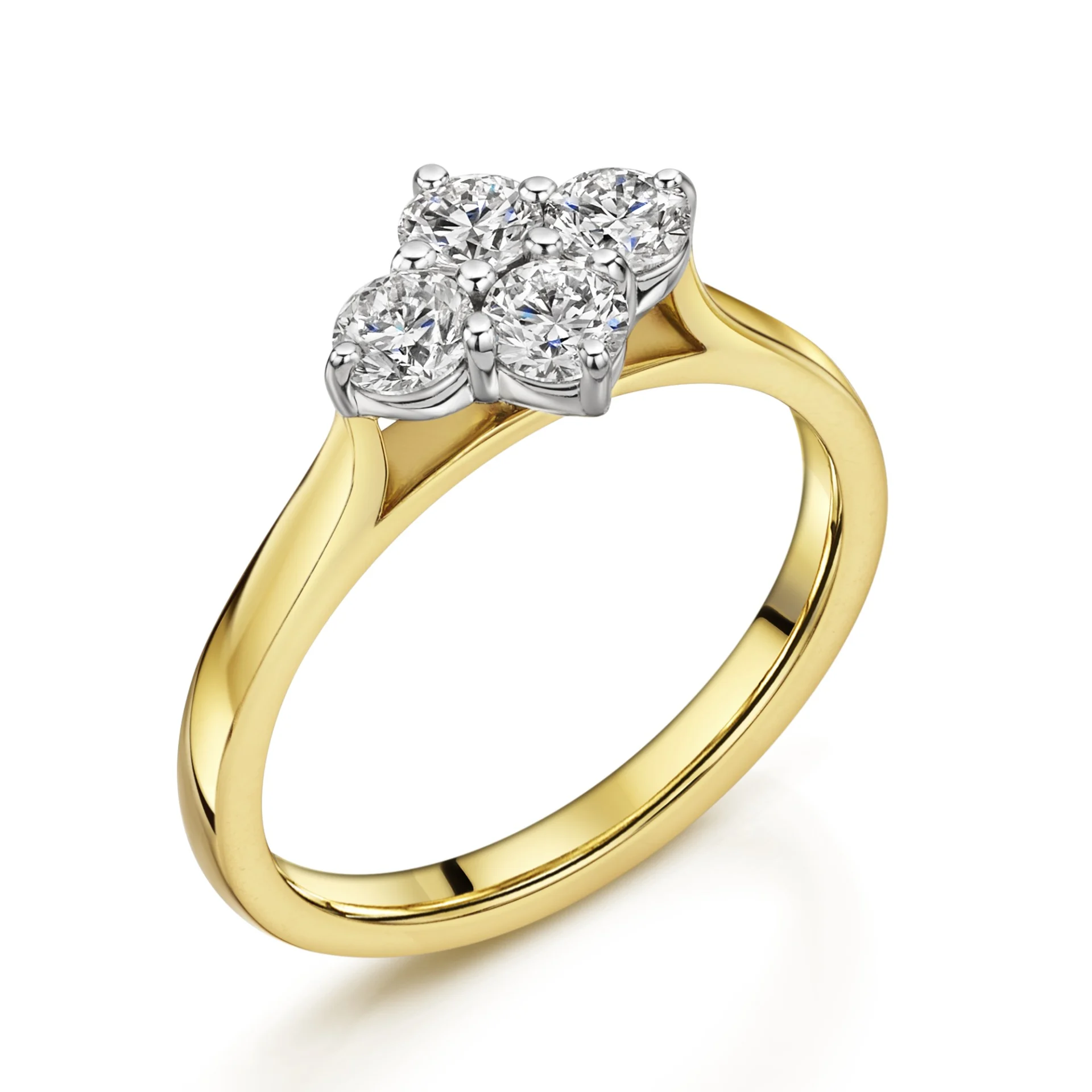 18ct Yellow Gold Natural Diamond Cluster Ring