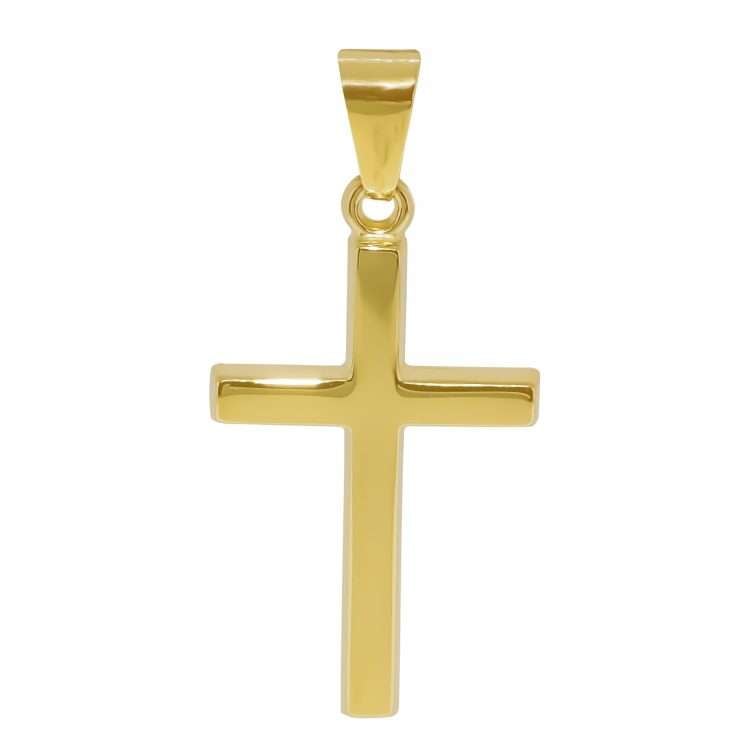 9ct Yellow Gold Small Plain Cross Pendant and Chain