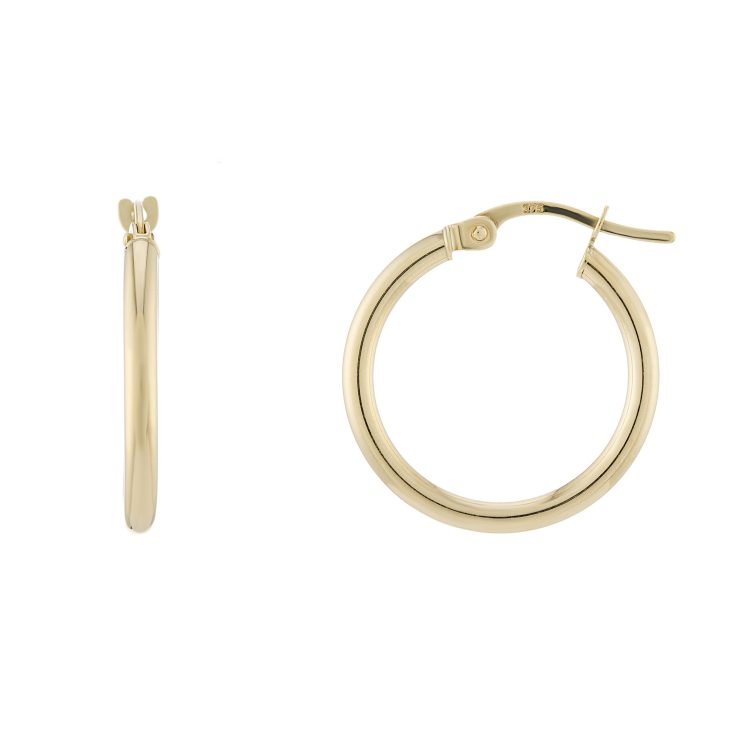 9ct Gold Hoop Earrings, 15mm