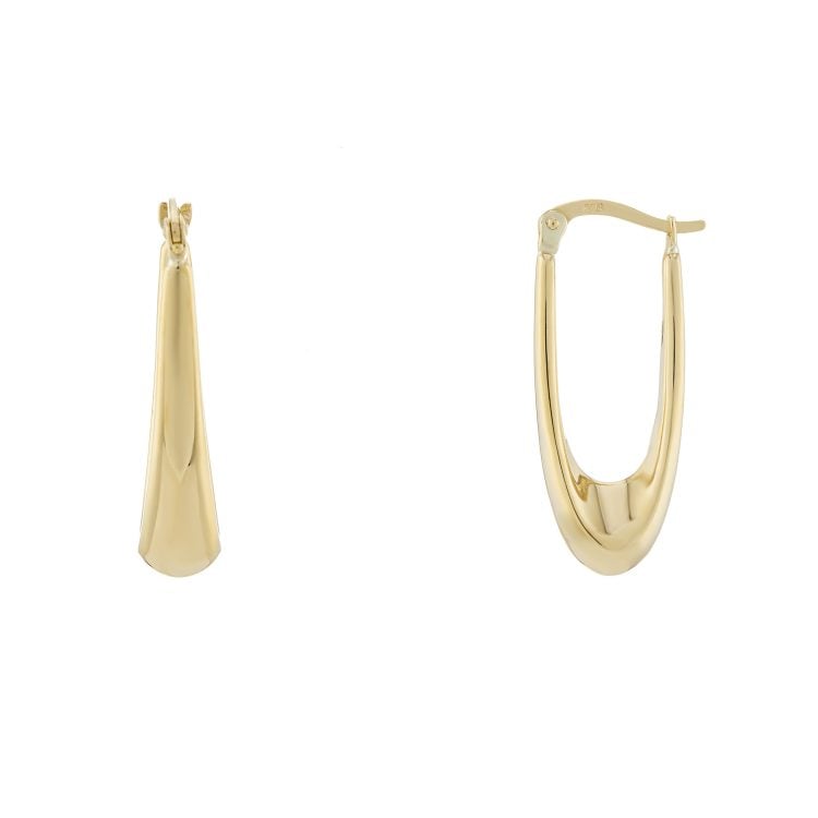 9ct Gold Plain Oval Creole Earrings