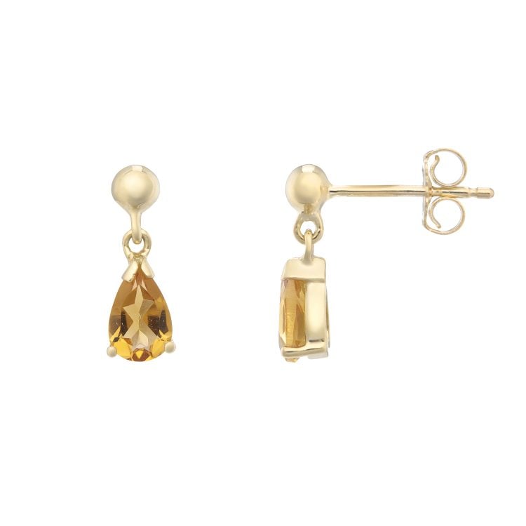 9ct Citrine Drop Earrings