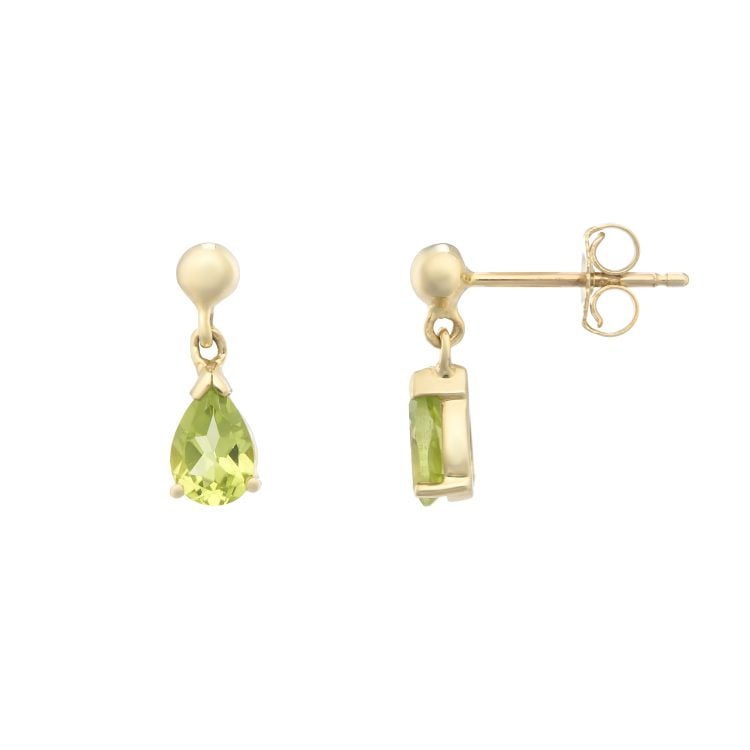 9ct Yellow Gold Peridot Drop Earrings