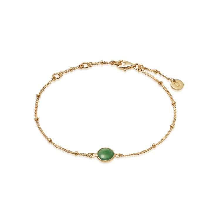 Daisy Green Aventurine Healing Bracelet., Gold Plated