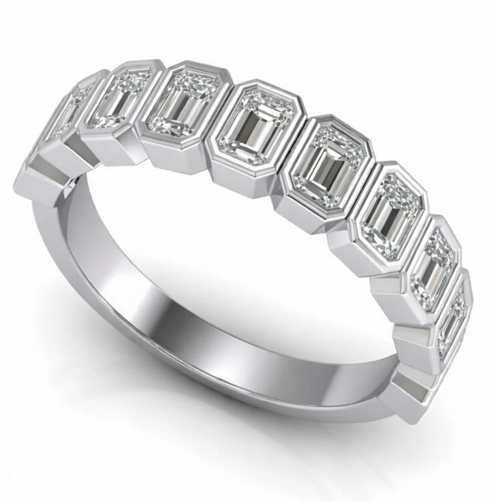 Platinum Emerald Cut Diamond (Lab Grown) Eternity Ring, 1.00ct