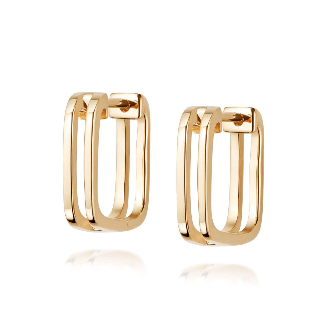 Daisy Double Square Rupi Hoop Earring. Gold Plated : HUG16_GP