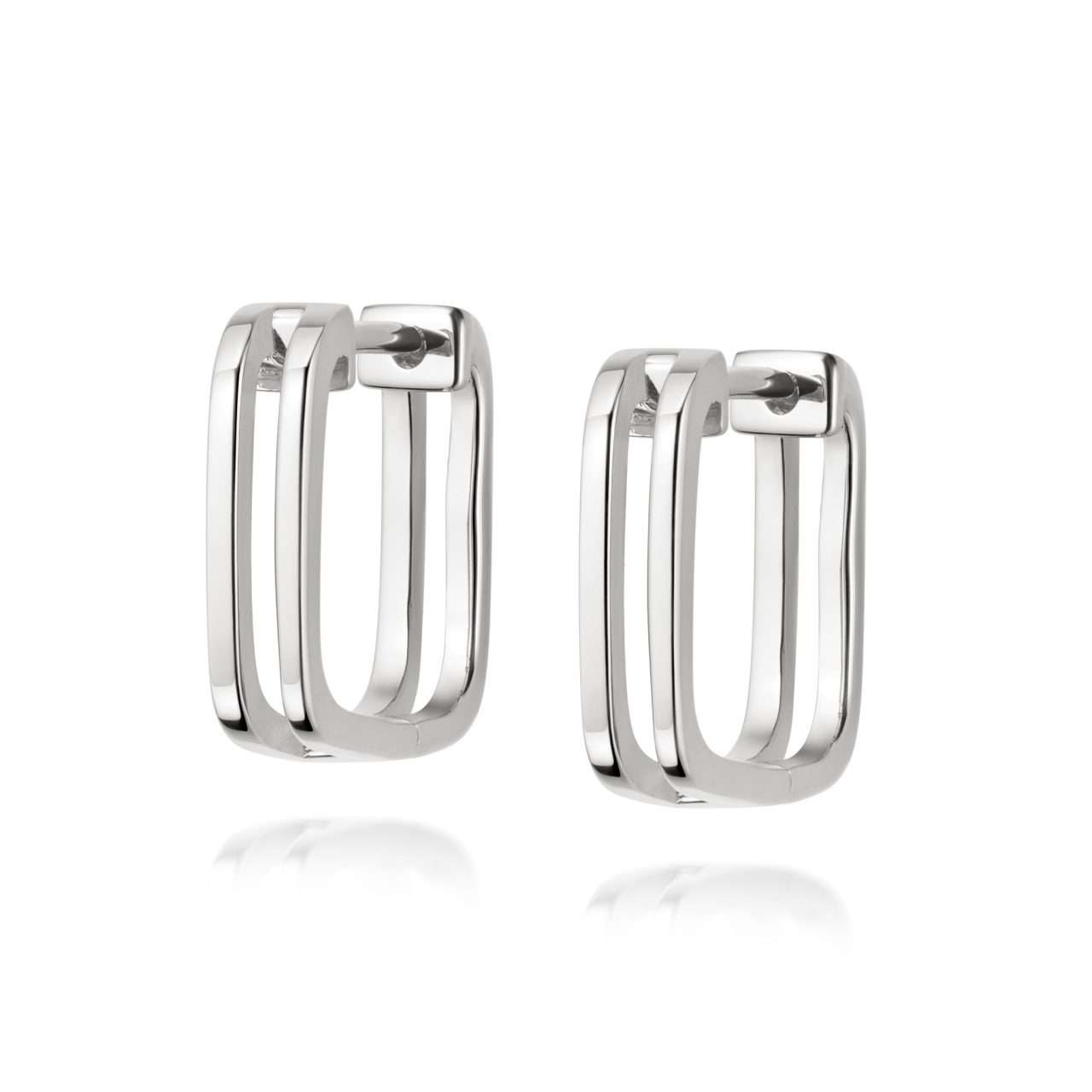 Daisy Double Square Rupi Hoop Earring, Silver : HUG16_SLV