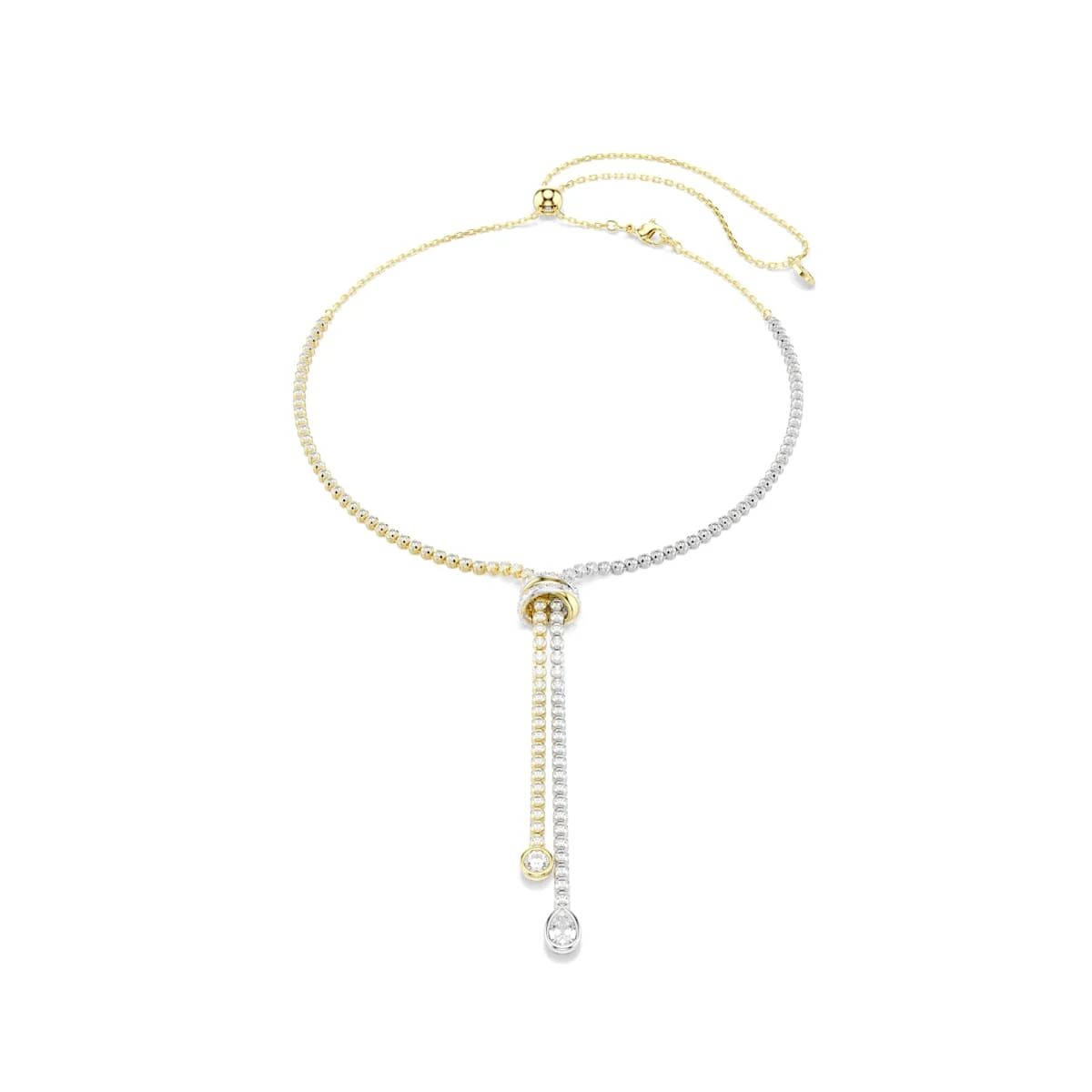 Swarovski Hyperbola Y necklace Round cut Knot White Mixed metal finish