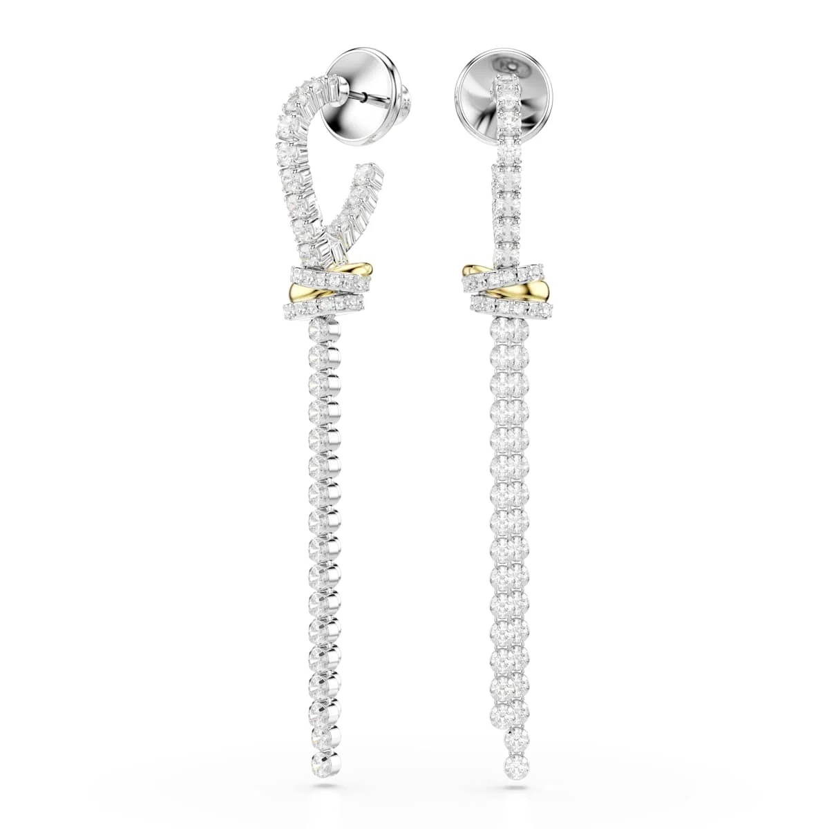 Swarovski Hyperbola drop earrings Round cut Knot White Mixed metal finish