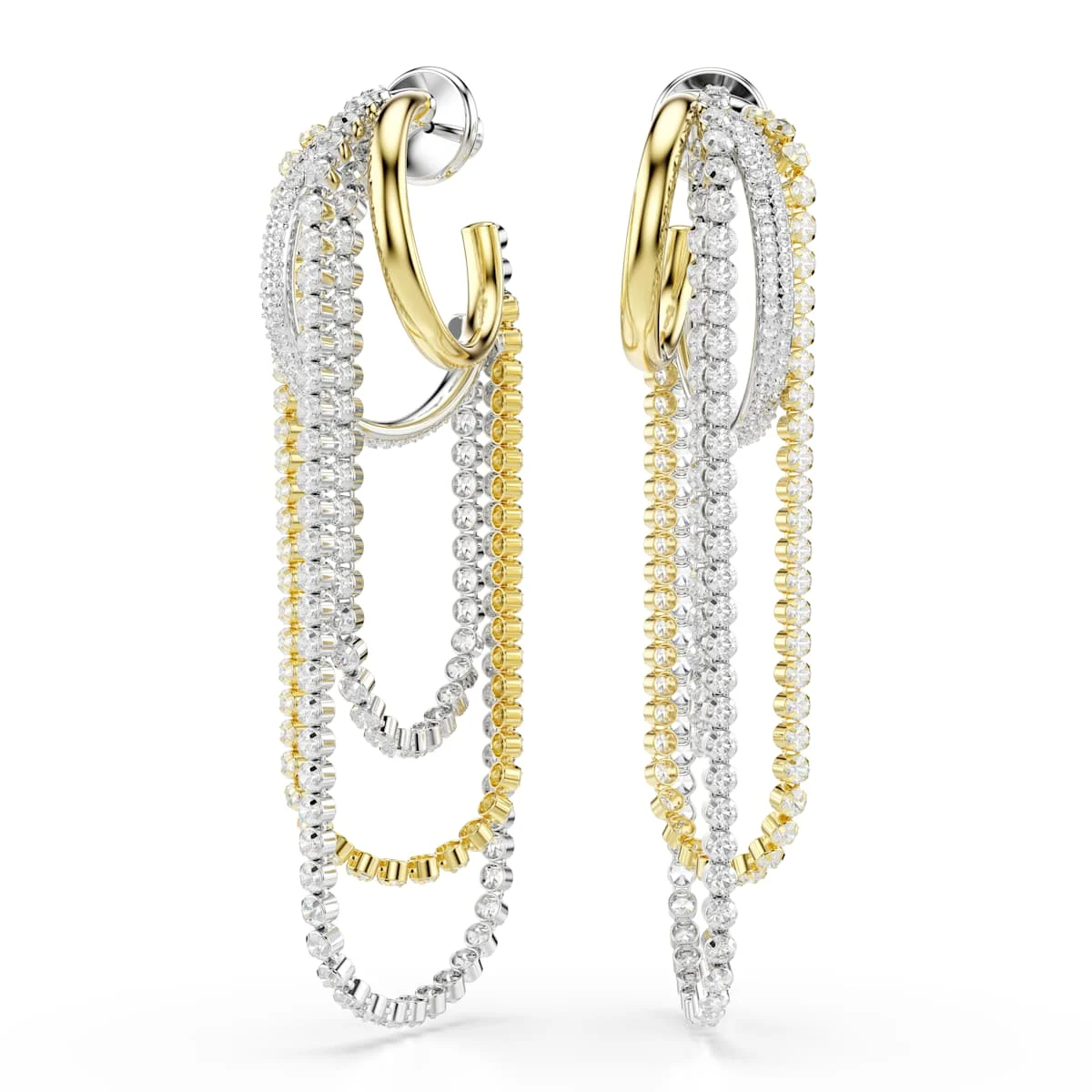 Swarovski Hyperbola earrings Layered Round cut White Mixed metal finish
