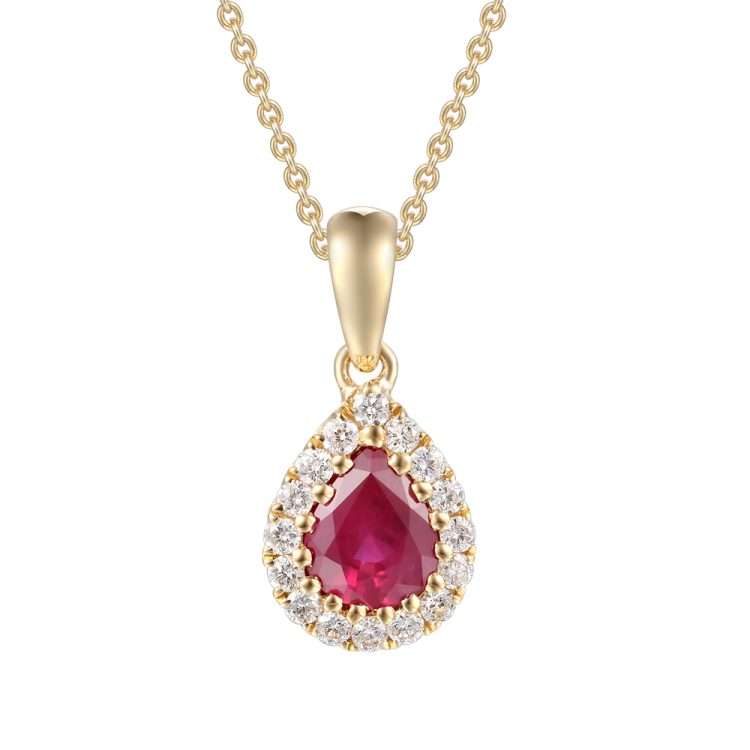 18ct Yellow Gold Ruby and Diamond Pendant